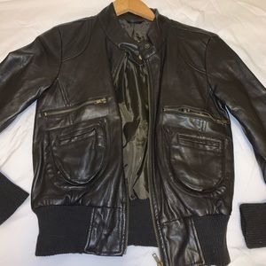 Lux urban outfitters brown leather pleather jacket